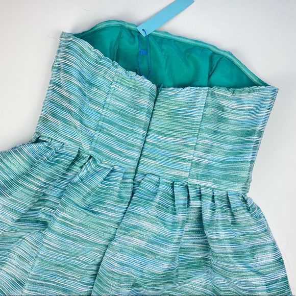 NWT Minuet Blue Teal Sparkle Tinsel Fit & Flare Strapless Mini Dress - Picture 12 of 16